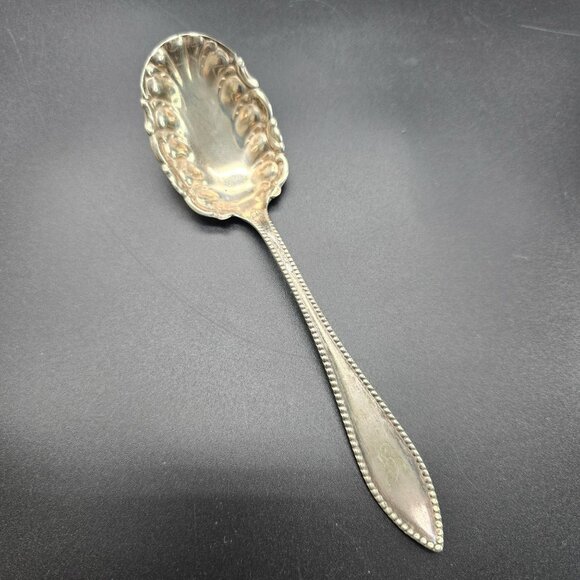 Antique Rogers & Bro A1 Silverplate Berry Sugar Spoon Monogrammed "G" CT36B - Picture 1 of 8